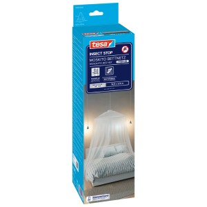 tesa® Insect Stop zanzariera da letto nella confezione, zanzariera bianca sopra il letto