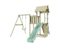 PolarPlay Spielturm Bergen Schaukel Kletterturm Rutsche Mintgrün
