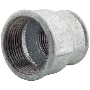 Raccord en fonte malléable grise avec filetage intérieur 38,9 mm et 30,3 mm pour tubes galvanisés.