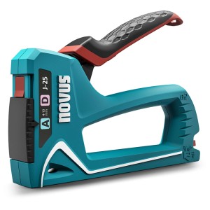 Novus Hand Tacker J-25 : Agrafeuse robuste pour agrafes à fil fin et plat, idéale pour le bricolage et l'atelier.