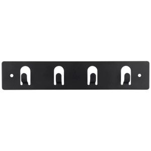 Schwarze Siro Hakenleiste aus Stahl mit 4 Haken, 180 mm lang.