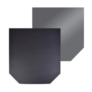 Plaque de sol en acier Firefix, noir et gris foncé, 100x110cm, 1,5mm d'épaisseur, pour cheminée et poêle.