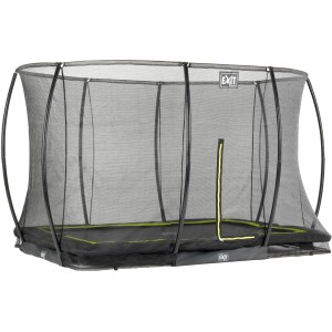 Trampolino interrato EXIT Silhouette nero 244x366cm con rete di sicurezza.