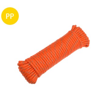 Corde réfléchissante orange Conacord, 4,8 mm x 15 m, avec réflecteurs.
