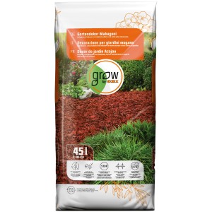 Sacco di pacciame decorativo GROW by OBI mogano, 45l, pacciame decorativo marrone rossiccio per aiuole.