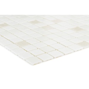 Mosaïque en verre Euro Stone White-Mix, 32,7x32,7cm. Carreaux de mosaïque carrés blancs.