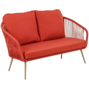 Greemotion Lounge-Bank Meran, karminrot, Teil des 4-tlg. Lounge-Sets, mit Kissen und Textilbespannung.