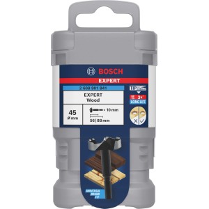 Foret Forstner Bosch Expert Wood, Ø 45 mm, dans un emballage gris. Mèche à bois pour des trous précis.