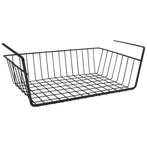 Schwarzer MSV Regalkorb aus Stahl, 10x37x25,5 cm, für Küche und Haushalt.