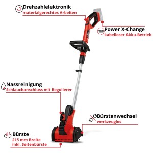 Einhell PICOBELLA 18/215 spazzola a batteria per superfici per pietra, legno e erba sintetica. Rosso, con batteria. Per la pulizia del giardino.