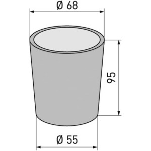 Dessin technique : Verre à dents dépoli Diaqua avec dimensions (hauteur 96 mm, diamètre 55/68 mm).