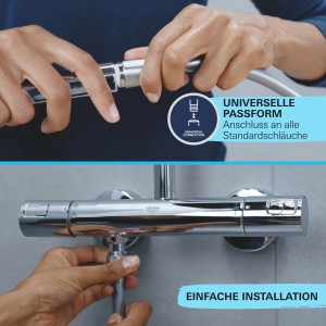Installazione della manopola doccia Grohe Vitalio Start 110 cromata con raccordo universale.