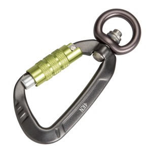 Moschettone di sicurezza Conacord con girella, alluminio, 15 cm. Moschettone per arrampicata e outdoor.
