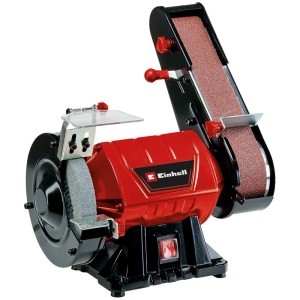 Einhell TC-US 350 : Ponceuse à bande stationnaire combinée avec bande et meule pour le travail du bois.