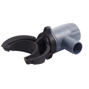 Collettore pioggia Garantia Rapido DN 70-100, accessorio per serbatoi, plastica grigia con accessori neri.