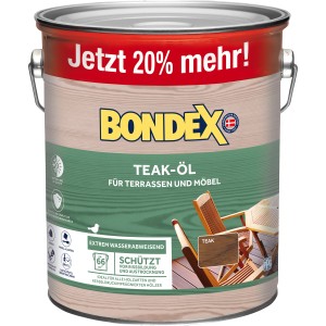 Boîte d'huile de teck Bondex 3 l pour la protection et l'entretien du bois en extérieur.