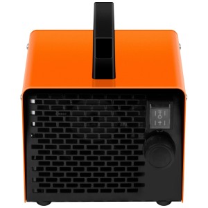 Chauffage céramique ClimaTech ZSP2000 orange, 2 kW. Radiateur électrique avec poignée et thermostat.