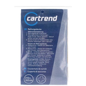 Coperta di salvataggio Cartrend, confezionata. Coperta termica argentata per protezione da freddo e calore.