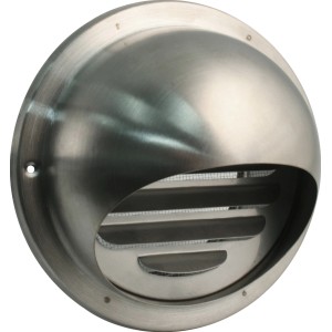 Cappa di ventilazione Marley Ø 100 mm in acciaio inox per griglie di ventilazione esterne.