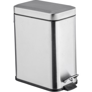 Wenko Pattumiera a pedale Square, 5L, acciaio inox opaco, cestino cosmetici con pedale.