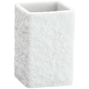 Wenko Zahnputzbecher Villata Weiss aus Polyresin in Steinoptik.