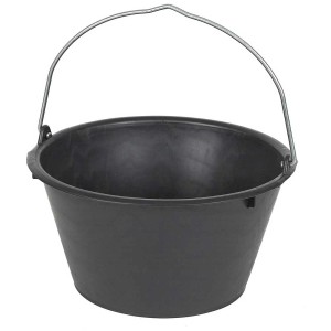 Secchio per intonaco nero, 12 litri, con manico zincato. Ideale come secchio da costruzione e mastello per malta.