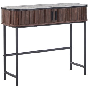 Console Beliani Jose, marron, avec portes coulissantes et cadre en métal. Buffet style rétro.