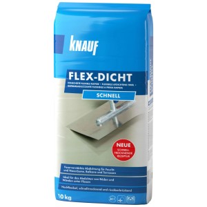 Knauf Flex-Dicht Schnell, sacco da 10 kg. Cemento speciale per sigillare sotto le piastrelle all'interno e all'esterno.
