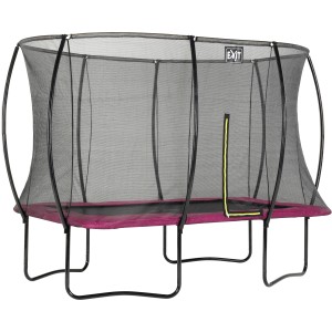 Trampolino rettangolare EXIT Silhouette 244x366cm rosa con rete di sicurezza.