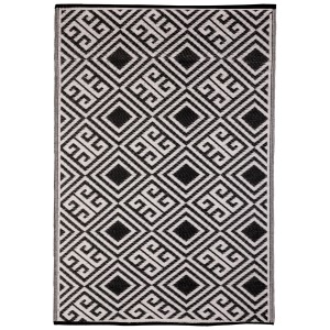 Tappeto da esterno Esschert Design, motivo geometrico bianco e nero, 120x183 cm.