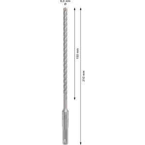 Punta per martello perforatore Bosch SDS Plus-5x, diametro 6 mm, lunghezza 210 mm. Ideale per set di punte e lavori di installazione.