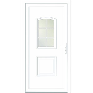 Porta d'ingresso in PVC bianca Venedig con inserto in vetro e maniglia a destra, 100x210 cm.