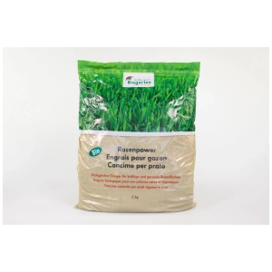 Sac d'engrais bio pour gazon Rasenpower 5 kg pour une pelouse verte et saine.