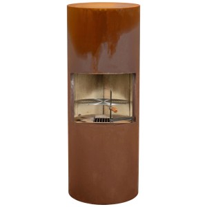 Cheminée d'extérieur Nouvel Cheminée Pipe en acier couleur rouille avec grille. Barbecue de jardin moderne pour terrasse.