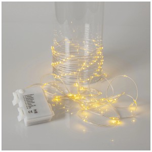 Guirlande lumineuse LED Star Trading Dew Drop, 96 LED blanc chaud, longueur 7,2 m, à piles pour intérieur et extérieur.