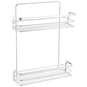 Étagère de douche chromée MSV Riley avec 2 étagères en acier, idéale pour accessoires de salle de bain.