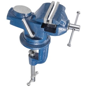 Étau d'établi Technocraft bleu pivotant avec une capacité de serrage de 60 mm pour l'atelier.
