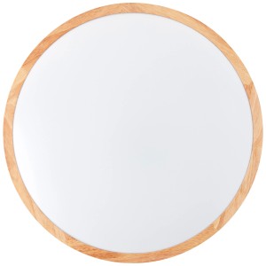 Plafoniera LED rotonda Bario in bianco/effetto legno, Ø 52cm.