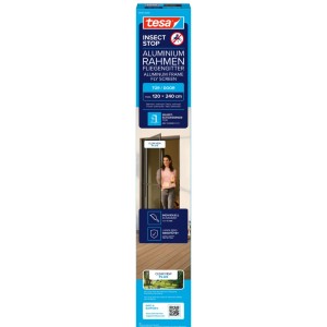 Confezione della zanzariera a telaio in alluminio tesa® Insect Stop per porte color antracite.