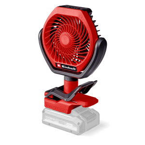 Ventilatore a batteria rosso Einhell GC-CF 18/110 Li-Solo con batteria, parte della famiglia Power X-Change.