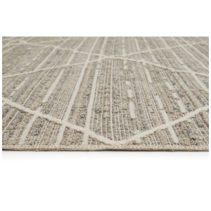 Tapis Luxor Living Crosby, gris-brun, 80x150 cm, poils courts avec motif géométrique.