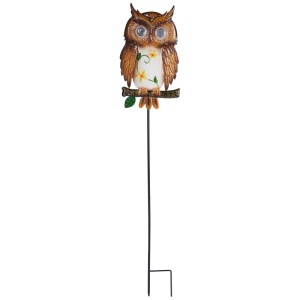 Mehrfarbiger Solar Gartenstecker Tier (Eule) aus Metall, Gartendeko für Aussen.