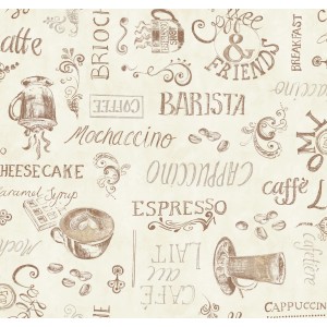 d-c-fix Tischdecke Ristretto Creme mit Kaffeehaus-Motiv, 130x160cm, eckig.