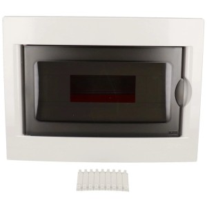 Quadro elettrico da parete, 1 fila, con chiusura e sportello trasparente.