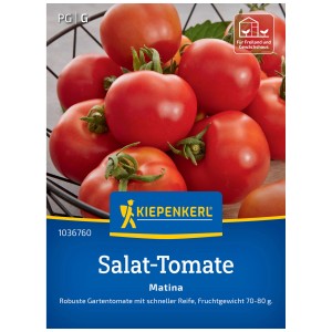 Graines de tomates à salade Kiepenkerl Matina : Tomates rouges et rondes dans un panier.
