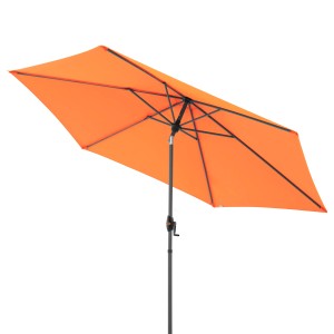 Orangefarbener Doppler Marktschirm MyZone mit Knickfunktion für Garten oder Balkon.
