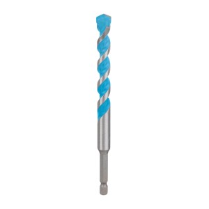 Foret universel Bosch Expert Hex-9 Multi Construction, Ø 12 mm, foret hélicoïdal bleu et argent avec queue hexagonale.