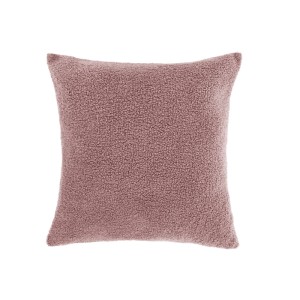 Gefülltes Altrosa Bouclé Kissen. Quadratisches Sofakissen mit weicher, strukturierter Oberfläche aus Polyester.