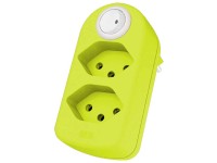 Max Hauri Abzweigstecker drehbar mit Schalter Fluo-Gelb 2 x T13