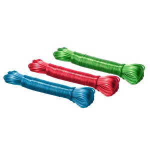 Stendibiancheria Wenko, filo per bucato in plastica da 20 m, rosso, blu e verde.